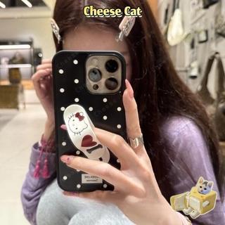 ins Ốp điện thoại hình nhẫn giữ hình chấm Kitty đơn giản cho iPhone 13 14 11 12 15 16 17 Pro Max Xs Max XR 7 8 Plus