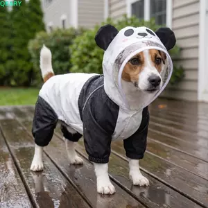 QEARY Áo mưa cho chó, Quần áo thú cưng chống nước Áo mưa có mũ trùm đầu cho chó chống gió, Trang phục mũi thú cưng có thể điều chỉnh Trái tim tình yêu Phim hoạt hình gấu trúc Áo khoác mưa thú cưng Corgi