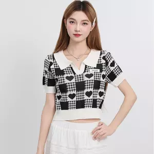 Mùa hè 2026 Áo thun ngắn tay cổ áo Polo tình yêu Slim-Fit Slimmer Look Phong cách ngắn gọn phù hợp với mọi phong cách nhẹ nhàng nữ tính
