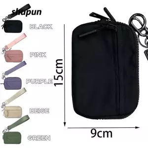 Ví đựng tiền xu SHUPUN, có cổ tay có móc khóa đựng thẻ cửa sổ ID, có dây kéo sáng tạo Ví nhỏ bằng Nylon đa chức năng