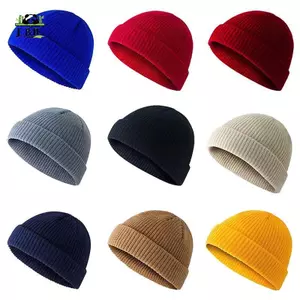 Mũ len Unisex ấm áp mùa đông Mũ len dành cho nam Mũ dệt kim ngắn Mũ đồng hồ có vòng bít Mũ lưới Hip Hop Bonnet EMKK