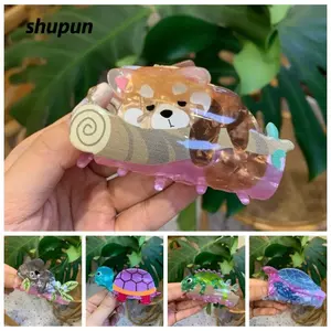 Vuốt Tóc SHUPUN, Kẹp Tóc Động Vật Chống Trơn Trượt Hoạt Hình, Acrylic Dễ Thương Mô Phỏng Động Vật Series Đầu Sau Giá Đỡ Tóc Hàng Ngày