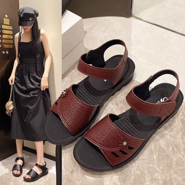 Người Cao Tuổi Trung Niên Nữ Người Cao Tuổi Dép Nữ Mùa Hè Phong Cách Mới Giày Nữ Mẹ Giày Sandal Đế Mềm Chống Trơn Trượt Thoải Mái Nữ