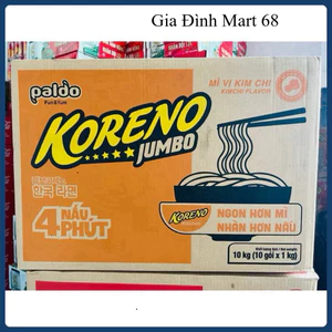 Thùng 100 gói Mì Koreno Jumbo - vị bò và vị kim chi Date mới