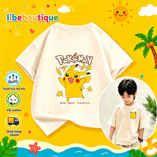 COD✅(HCM) Áo thun trẻ em cotton Pikachu hoạt hình không phai màu thoáng mát mùa hè nhiều màu