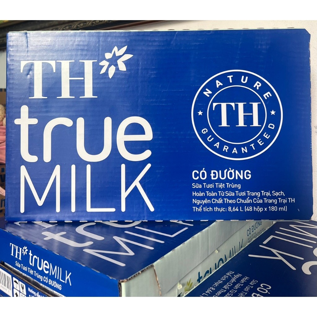 (date mới )Thùng 48 hộp sữa tươi tiệt trùng có đường /ít đường TH true MILK 110ml và 180ml