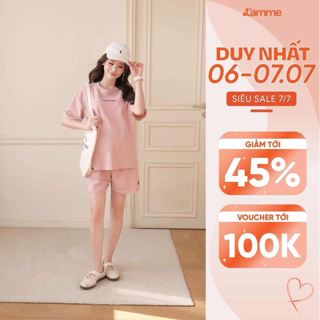 Set bộ áo phông kèm quần đùi SUMMER SET chất liệu Double Face thoáng mát, thấm hút BY L'AMME