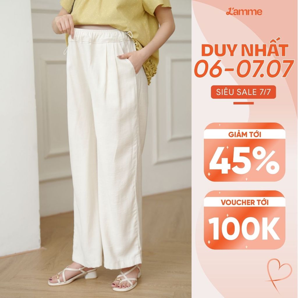 Quần bầu suông ống rộng Uni Pants lưng chun, chất liệu đũi xước Hàn, mát lạnh chống nhăn BY LAMME