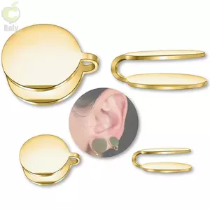 Bông tai áp lực ROLY Keloid, Bông tai áp lực màu đen bằng thép không gỉ, Thiết kế Vòng đeo tai sụn màu vàng sáng tạo không viền để sưng