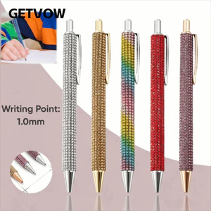 GETVOW Crystal Bling Pen, Bút bi kim cương giả pha lê có thể thu vào, Quà tặng Bút có thể thu vào bằng kim loại Giáo viên