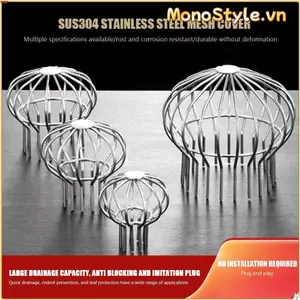 Vỏ thoát nước ban công MONOSTYLE, Ống thoát nước sàn mái nhà dịch chuyển lớn bằng thép không gỉ, Nắp ống mưa tròn chống tắc bền bỉ Ống nước lắp