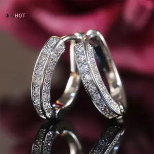 JULYHOT 1 Cặp Bông Tai Kẹp Tai Hợp Kim Kim Kim Cương Giả Có Đầy Đủ Trên Ba Mặt Ánh Sáng Sang Trọng Tai Dành Cho Nữ Trang Sức Thời Trang Massivedeals