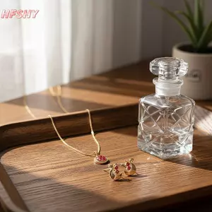 HFSHY 1 / 2 Chiếc Đỏ Lựu Kim Cương Giả Bộ Trang Sức Lấp Lánh Bông Tai Nelace Cho Nữ Tiệc Cưới Ngày Tặng VN