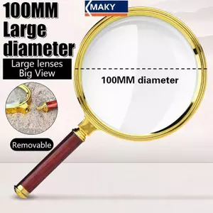 Kính lúp cầm tay MAKY 10X Kính lúp tay cầm cổ Ống kính 60mm-100mm dành cho khoa học Người cao tuổi Kiểm tra đọc sách VN
