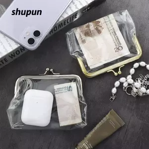 SHUPUN Đổi Tiền Tổ Chức, Kẹp Miệng Sắt Trong Suốt Ví Đựng Tiền Xu, Túi Quà Tặng Bé Gái