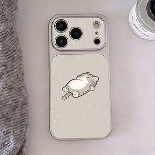 Ốp Lưng IPhone 13 15 11 17 16 12 14 ProMax  Tranh mèo xám 7 8Plus XR X XS Max