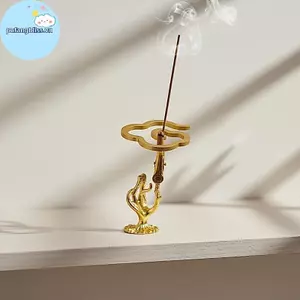 Pufangbliss 1 / 4 Cái Giá Đỡ Hương Sen Mini Kẹp Hương Thơm Hương Lư Nón Censer Teahouse Gỗ Đàn Hương Cuộn Đế Trang Trí Nhà VN