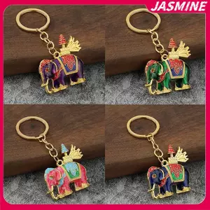 JASMINE Thái Lan Voi Móc Khóa 6 Màu Nhỏ Giọt Keo Tính Năng Quốc Gia Vòng Tròn Mặt Dây Chuyền Túi Xách Chìa Khóa Ô Tô Trang Trí Cặp Đôi Quà Tặng JASMINE