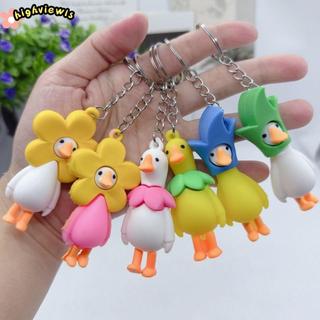Móc khóa động vật HIGHVIEWLS, Vòng chìa khóa hoạt hình hợp kim PVC, Móc khóa vịt cá nhân dễ thương Trang trí chìa khóa xe hơi