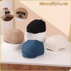 Mũ nồi MONOSTYLE, Mũ lưỡi vịt Denim cổ điển thêu chữ, Mũ lưỡi Cotton có dây rút có thể điều chỉnh thoáng khí cho trẻ em