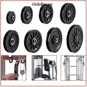 Ròng rọc nylon ORDOBOX, Bộ phận thiết bị tập thể dục Bộ phận máy cáp Bánh xe ròng rọc, Chống mài mòn tốt Đen Trọng lượng nhẹ Vòng bi nylon