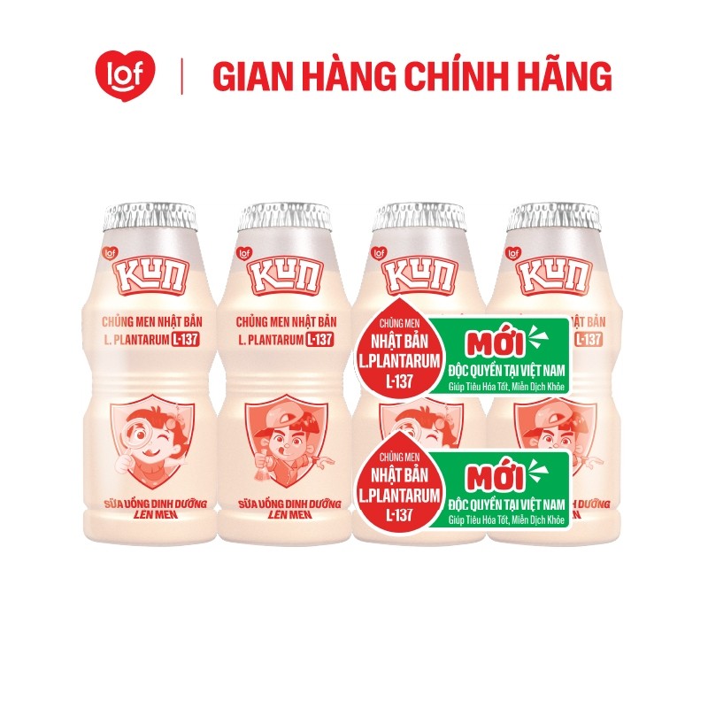 Sữa chua uống KUN dinh dưỡng lên men có đường thùng 48 chai x 100ml