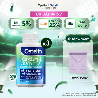 Bộ 3 Ostelin Viên Uống Hỗ Trợ Bổ Sung Calcium & Vitamin D3 Duy Trì Chắc Khỏe Xương và Răng 275 viên