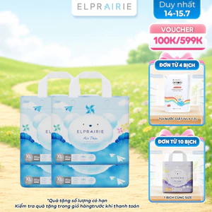 Combo 4 Tã/Bỉm Quần ELPRAIRIE Air Thin Size XXL 26 Miếng Nội Địa Hàn Khô Thoáng Tối Đa, Mềm Nhẹ, Siêu Thấm Hút Cho Bé