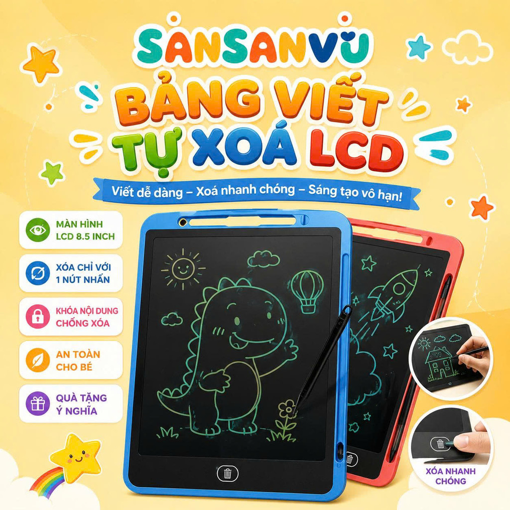 BẢNG VIẾT TỰ XÓA LCD, BẢNG VẼ ĐIỆN TỬ THÔNG MINH TỰ ĐỘNG XÓA THÚC ĐẨY TƯ DUY SÁNG TẠO CHO BÉ