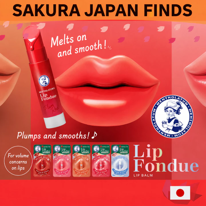 Son dưỡng môi ROHTO Mentholatum Lip Fondue Lip Plumper dưỡng ẩm sâu, làm đầy môi căng mọng, mềm mịn, lâu trôi với các màu Rose Pink, Clear, Nude Beige, Plum Red, Baby Pink - hàng nội địa Nhật Bản chín
