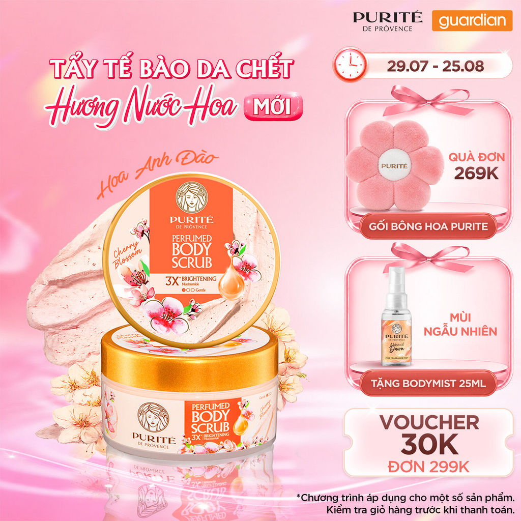 Tẩy Tế Bào Chết Hỗ Trợ Dưỡng Sáng Purité Hương Anh Đào/Hoa Hồng 220gr | Guardian Việt Nam
