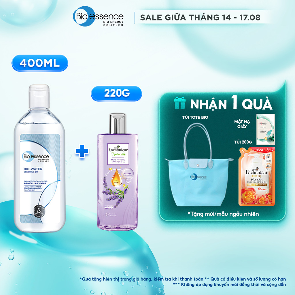 Nước tẩy trang ẩm mượt mịn màng phù hợp cho da nhạy cảm Bio-Essence BioWater Micellar 400ml