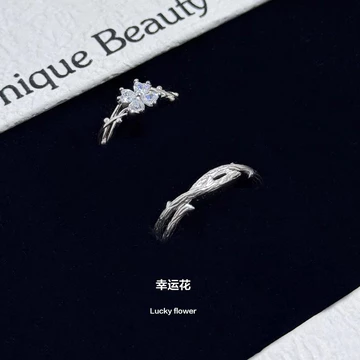 nhẫn bạc nữ nhẫn bạc thật Hoa May Mắn s925 Nhẫn Bạc Kim Cương Đính Ánh Sáng Sang Trọng Cao Cấp Nam Nữ Một Cặp Nhẫn Cặp Đôi 2025 Phong Cách Mới Mở Nhẫn