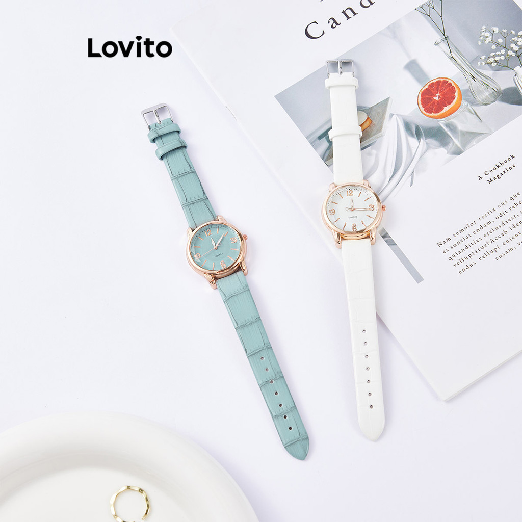 Đồng hồ Lovito thạch anh kim loại màu trơn thường ngày cho nữ L63AD287 (màu trắng/xanh dương ngọc)