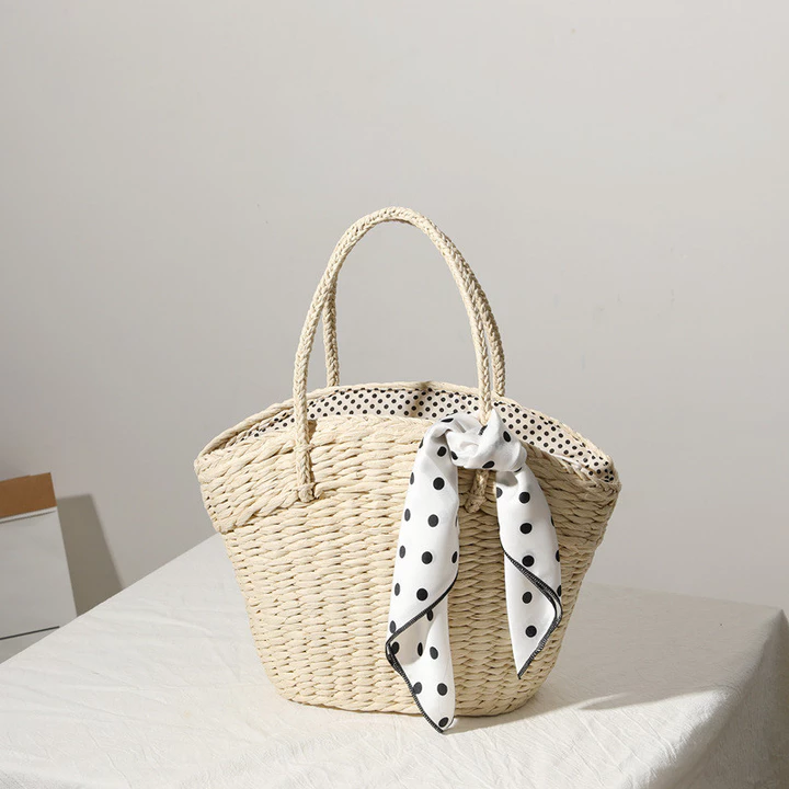 Women's Korean-Style Woven Straw Bag – for the Beach, Beige – 3