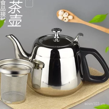 Ấm trà bằng thép không gỉ dày có bộ lọc Nhà hàng Nhà hàng Ấm đun nước trà Hộ gia đình Ấm đun nước đáy phẳng Ấm đun nước đơn
