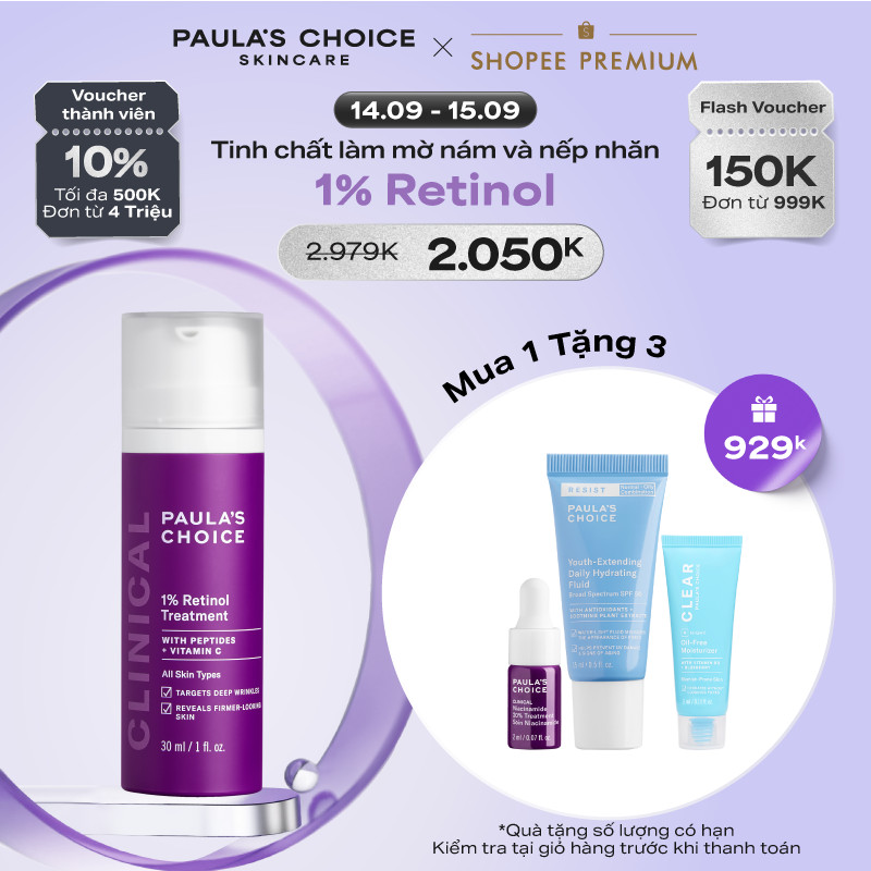 [HSD: 08/2027] Tinh chất làm mờ nám và nếp nhăn Paula's Choice Clinical 1% Retinol Treatment 30ml 8010