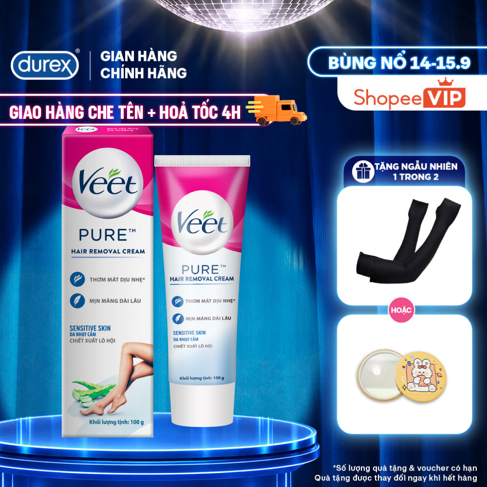 [HỎA TỐC 4H] [MỚI] Kem tẩy lông Veet Pure cho da nhạy cảm, hộp lớn 100g tiết kiệm, công thức Pure cải tiến
