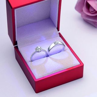 Hàng sẵn có mô phỏng Nhẫn kim cương Cặp đôi Phong cách Nhẫn cưới Lễ cầu hôn với Nhẫn cưới mở có thể điều chỉnh Cặp đôi Cảm giác cao cấp 26.9.20Spot Nhẫn kim cương cặp đôi cầu hôn20260920