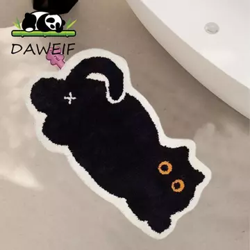 Thảm trải sàn hình mèo DAWEIF, Thảm trải sàn mèo đen chống trượt, Thảm vào cửa Thảm trải sàn siêu mềm thấm hút dễ thương Phòng tắm