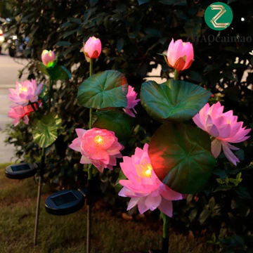 Đèn LED bãi cỏ ZHAOCAIMAO, Đèn cắm năng lượng mặt trời chạy bằng năng lượng mặt trời Đèn sen năng lượng mặt trời, Trang trí cảnh quan Thiết kế sen Đèn LED chiếu sáng 3 đèn LED Đèn chạy bằng năng lượng