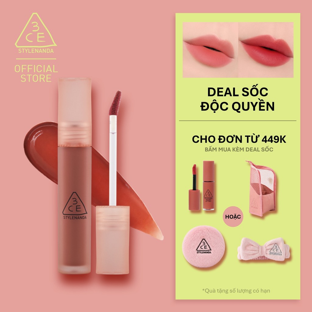 Son Kem Lì 3CE Blur Water Tint Mịn Môi Mờ Ảo, Không Lem, Lâu Trôi, Che Phủ Rãnh Môi, Bền Màu, Nhẹ Môi