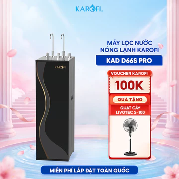 [TẶNG QUẠT CÂY LIVOTEC S-100] Máy lọc nước nóng lạnh RO Mỹ 11 lõi Karofi KAD-D66S Pro - Bổ sung lõi Hydro ion Kiềm