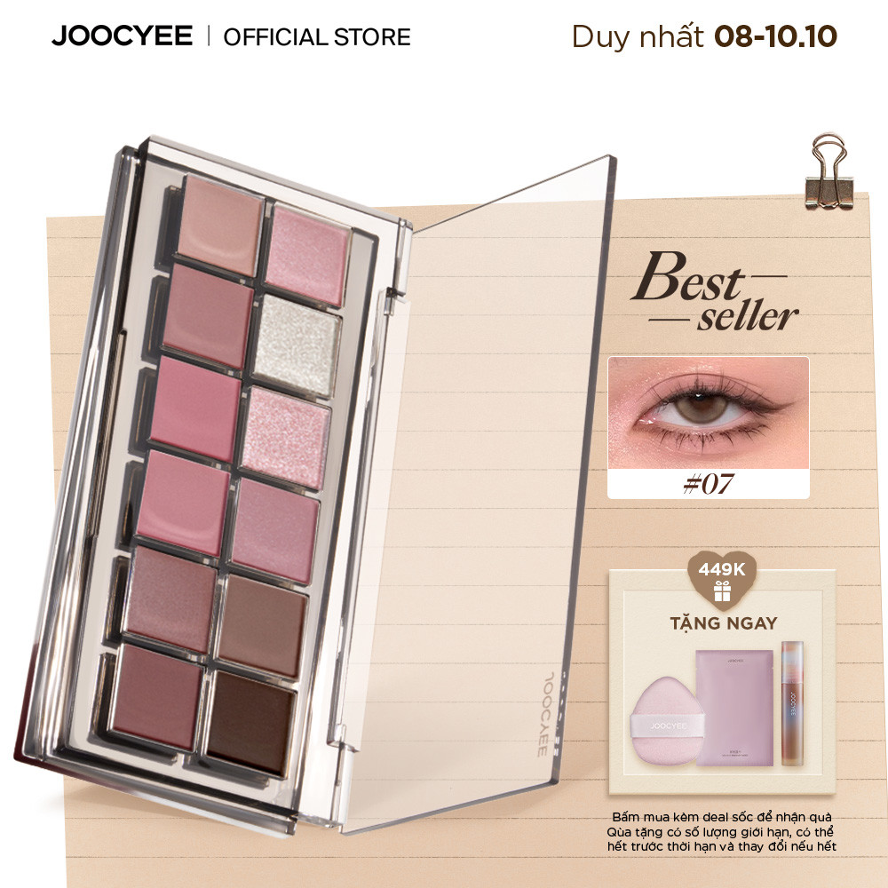 [BEST SELLER] Bảng phấn mắt 12 ô JOOCYEE 12 Shades Eyeshadow Palette đa năng dễ tán nhũ sáng bền màu