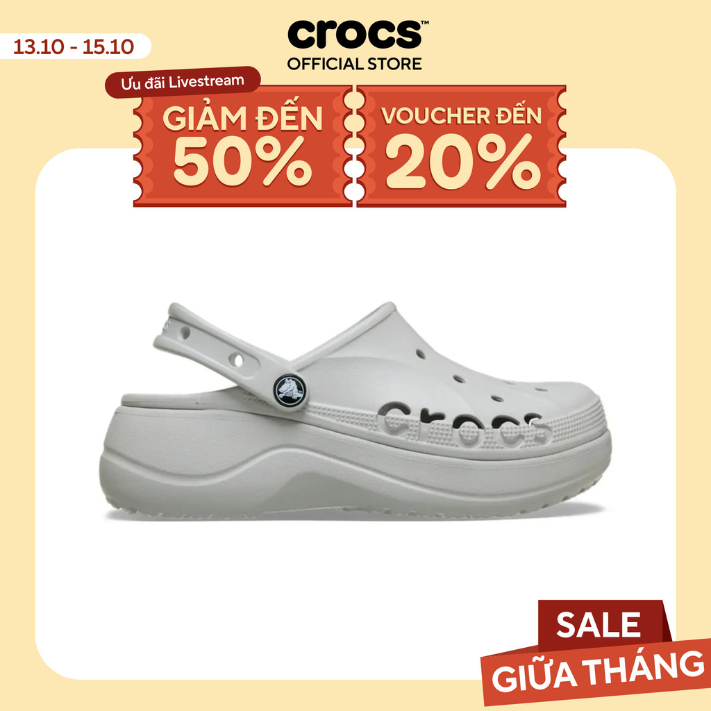 Giày Clog Nữ Crocs Baya Platform - Pearl - 208186-101