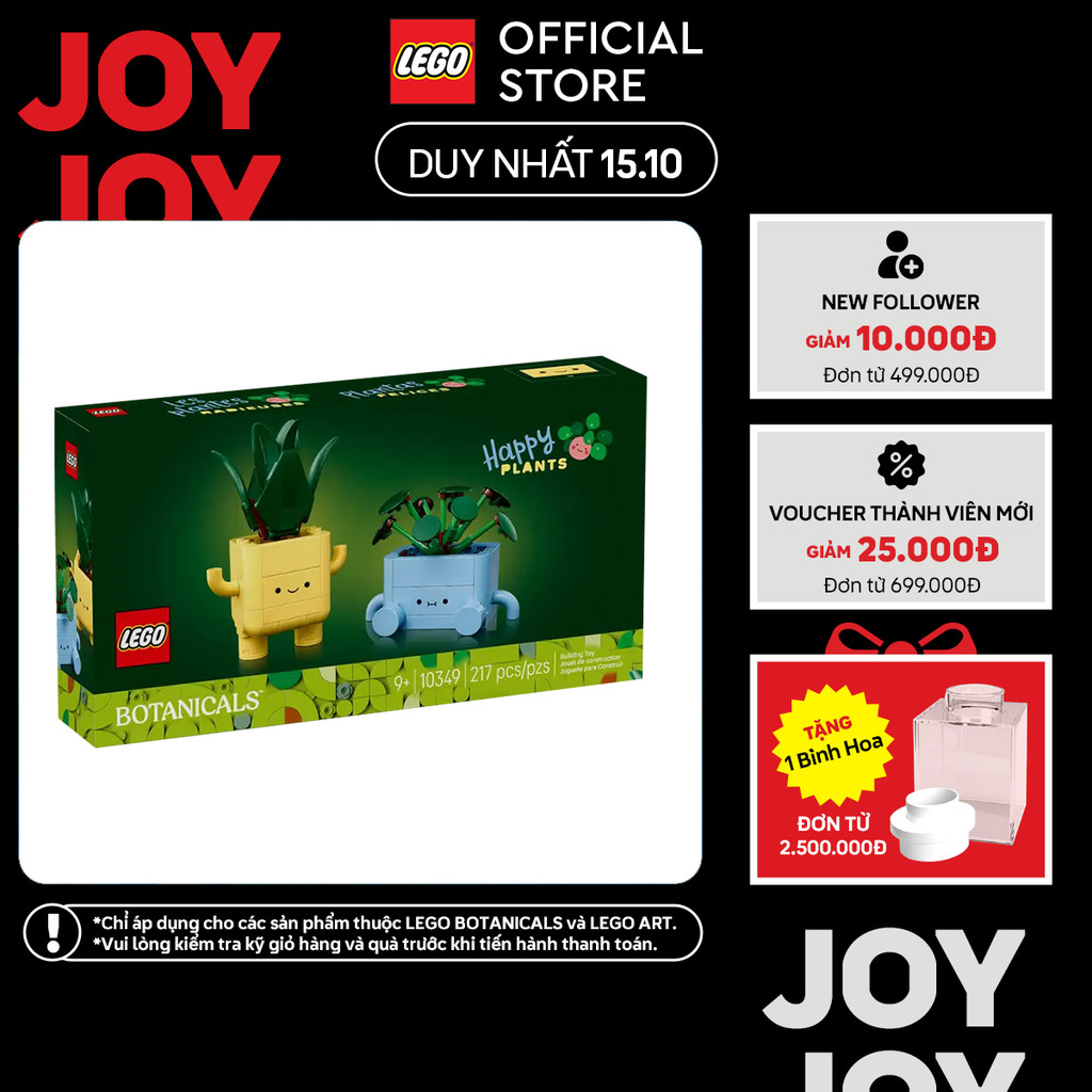 LEGO BOTANICALS 10349 Đồ Chơi Lắp Ráp Chậu Cây Vui Vẻ (217 chi tiết)