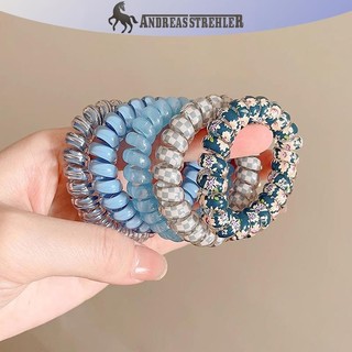 Onetimingfine 5 Chiếc Dây Điện Thoại Nhiều Màu Sắc Tóc Bé Gái Traceless Lò Xo Co Giãn Băng Đô Quấn Tóc Cho Nữ Mũ Đội Đầu Dây Buộc Tóc Dây Cao Su VN