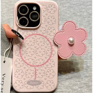 Dây silicon toàn màn hình sang trọng Dây da hoa Giá đỡ từ tính Thích hợp cho iPhone17 Pro Max 16 15 14 13 Pro Max Bảo vệ Camera chống sốc Vỏ mềm chống rơi