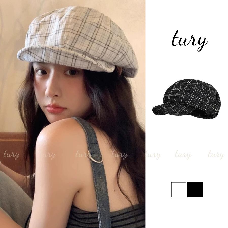 Mũ Beret Nữ - Tury - Mũ Nồi Kẻ Sọc Caro Form Mềm Phong Cách Tiểu Thư - MN060