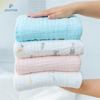 Piumie Khăn đa năng muslin nhăn Piu Cloud 6 lớp, dệt từ 100% cotton muslin cao cấp, mỏng nhẹ, thoáng khí, thấm hút tốt